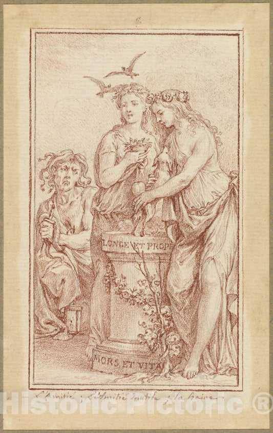 Art Print : Charles-Nicolas Cochin II, Friendship, Useless Friendship, and Hate, c.1775 - Vintage Wall Art