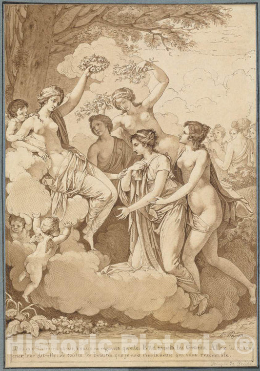 Art Print : Jean FranÃ§ois Pierre Peyron, Venus and The Graces Crowning ThÃ©mire, c.1796 - Vintage Wall Art