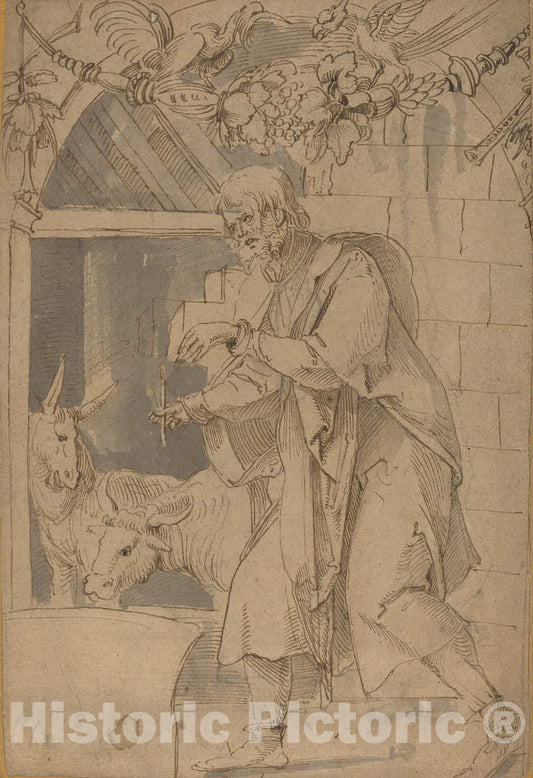 Art Print : Hans SÃ¼ss von Kulmbach, Study for One of Two Stained Glass Paintings Representing The Nativity, c. 1510 - Vintage Wall Art