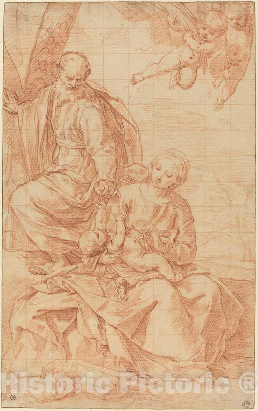 Art Print : Simone Cantarini, The Rest on The Flight into Egypt, or The Miracle of The Palm Tree, Late 1630s - Vintage Wall Art