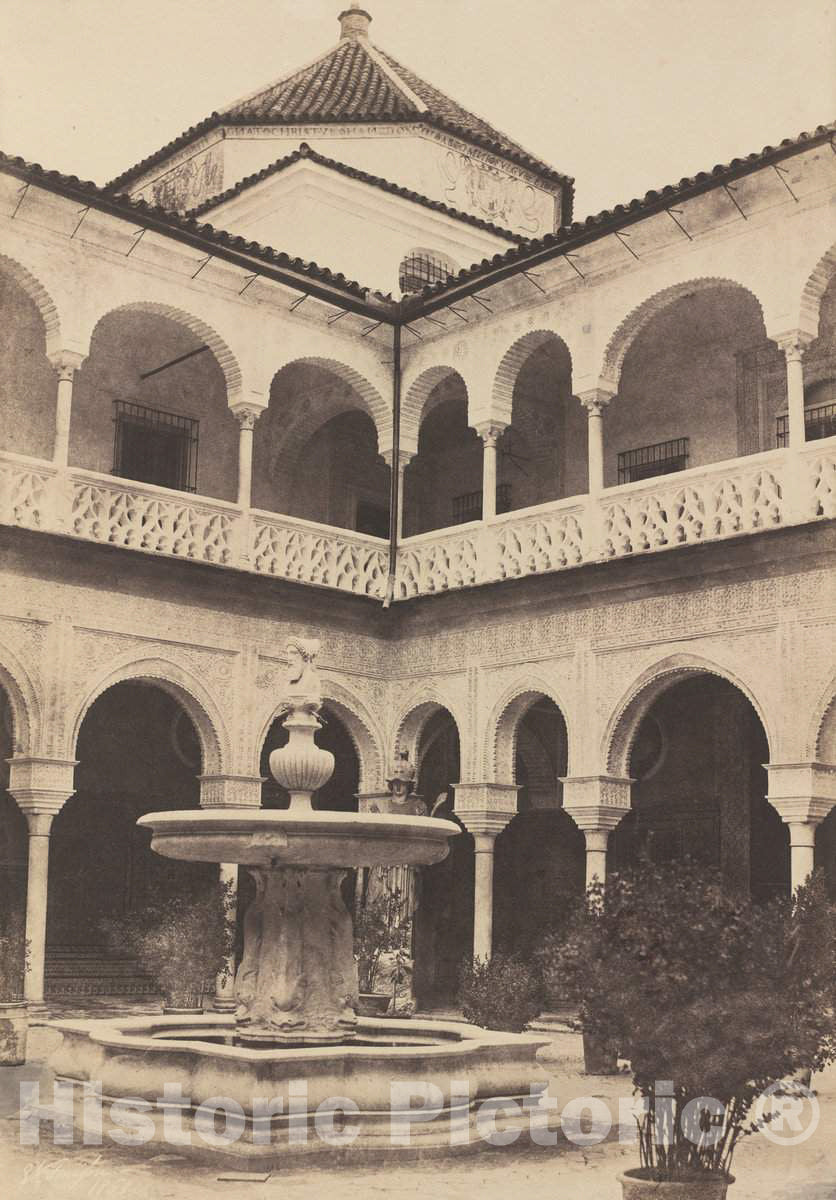 Art Print : E.K. Tenison, Espagne. Seville, Cour de la Maison Du Duc De Medina Celi dite Maison de Pilate, 1853 - Vintage Wall Art