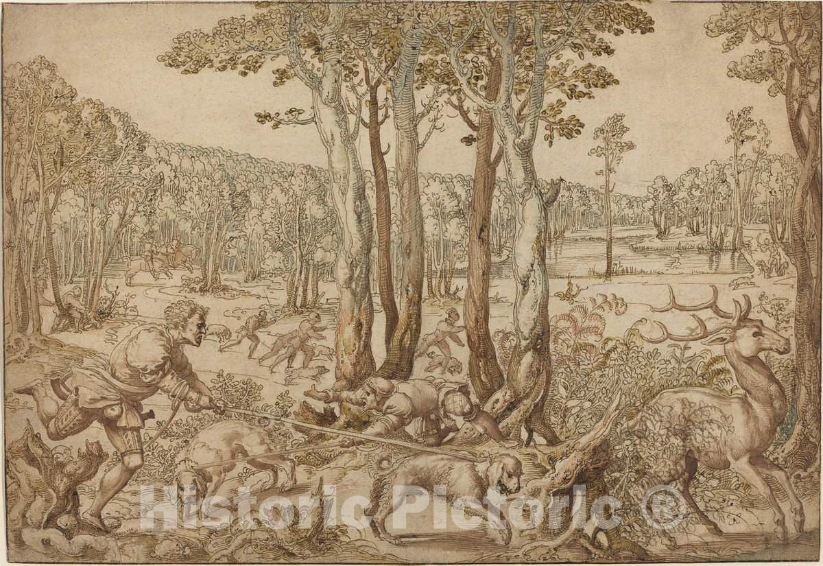 Art Print : Bernard Van Orley, The Hunts of Maximilian: The Stag Hunt (August), c.1529 - Vintage Wall Art