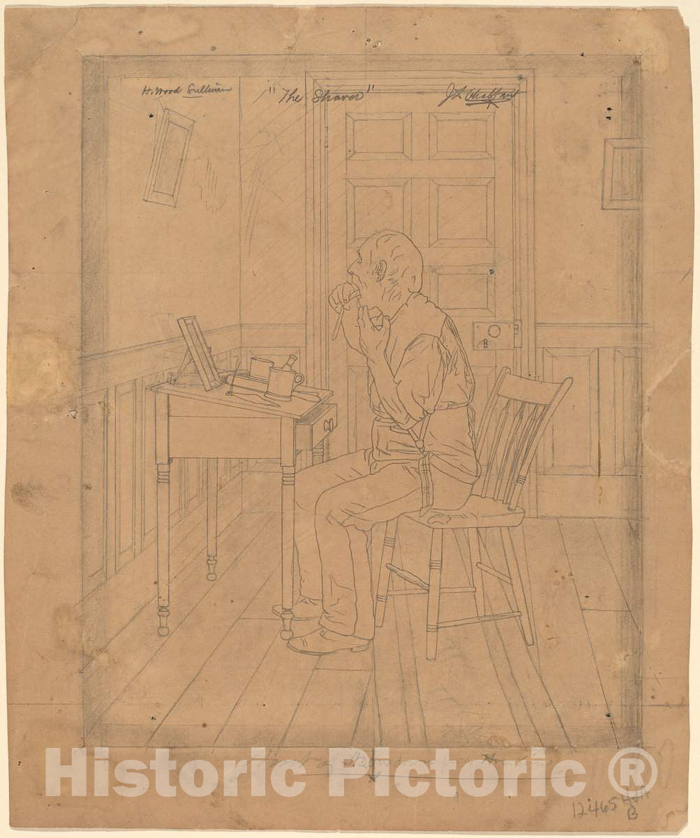 Art Print : Jefferson David Chalfant, H. Wood Sullivan - The Shaver, c.1895 - Vintage Wall Art