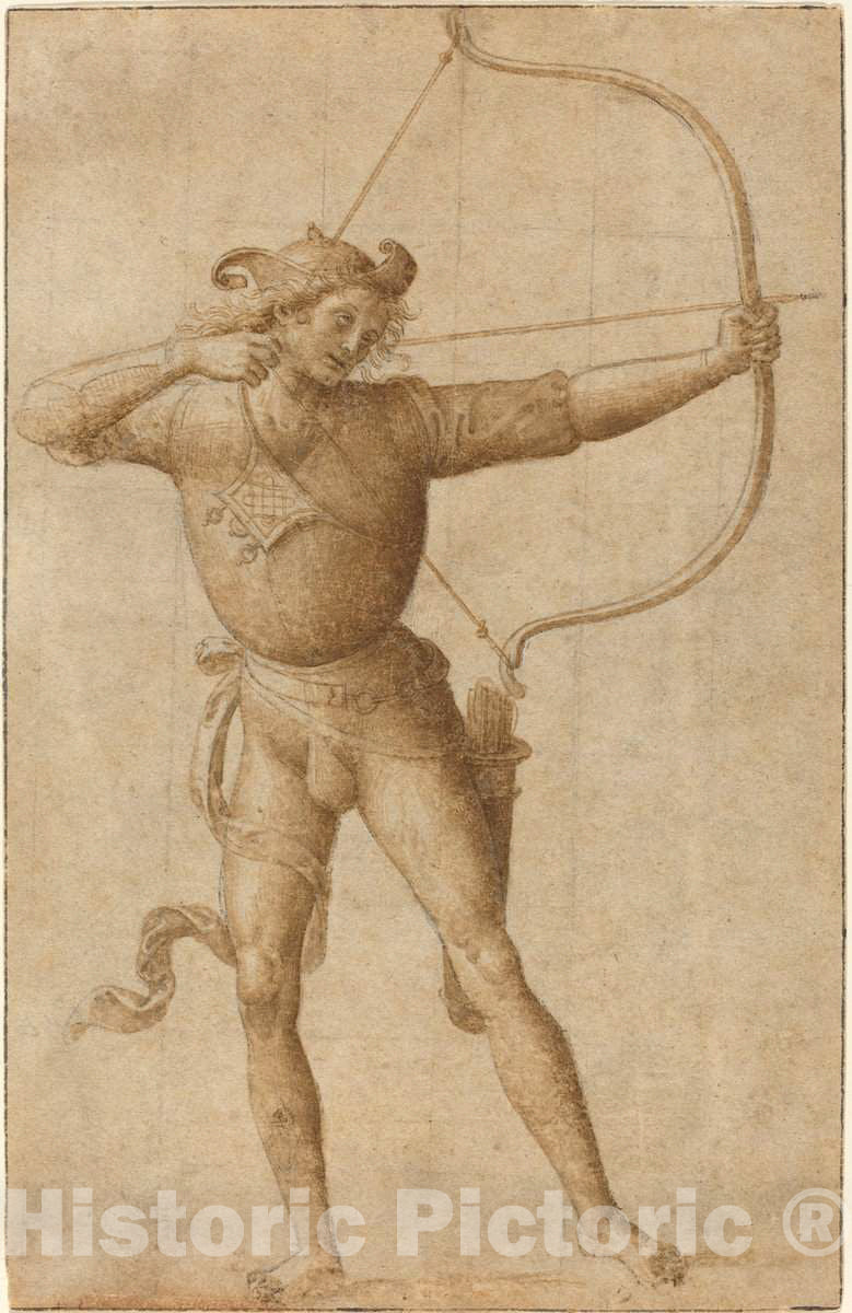 Art Print : Pietro Perugino, Archer Drawing a Bow, c. 1505 - Vintage Wall Art
