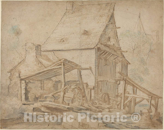 Art Print : Cornelis Willaerts, an Old Water Mill - Vintage Wall Art