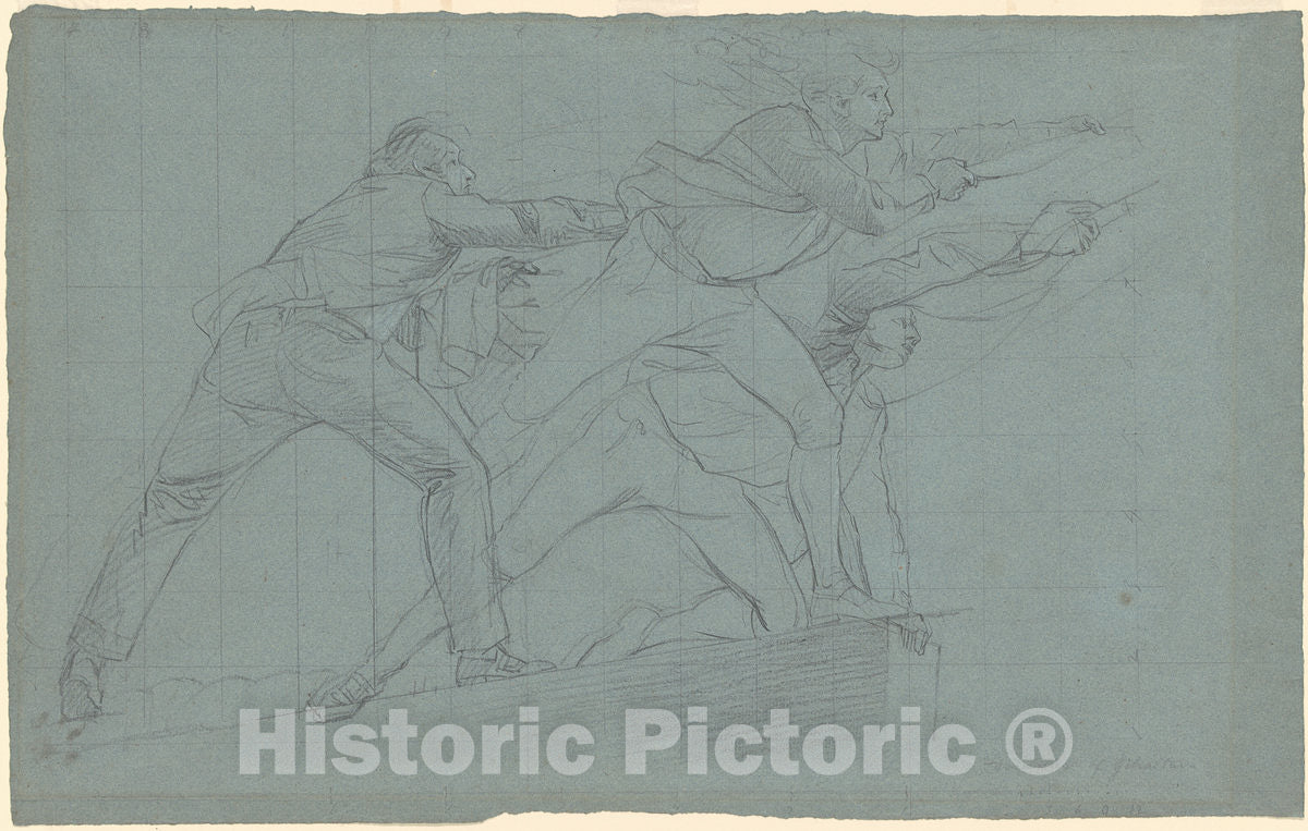 Art Print : John Singleton Copley, Study for The Defeat of The Floating Batteries at Gibraltar, 1783-1786 - Vintage Wall Art