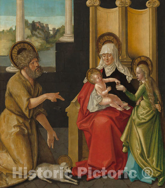 Art Print : Hans Baldung Grien, Saint Anne with The Christ Child, The Virgin, and Saint John The Baptist, c. 1511 - Vintage Wall Art