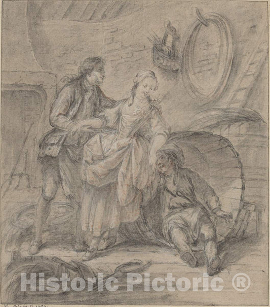 Art Print : Antoine Baudouin, The Tale of The Cooper's Wife, 1767 - Vintage Wall Art
