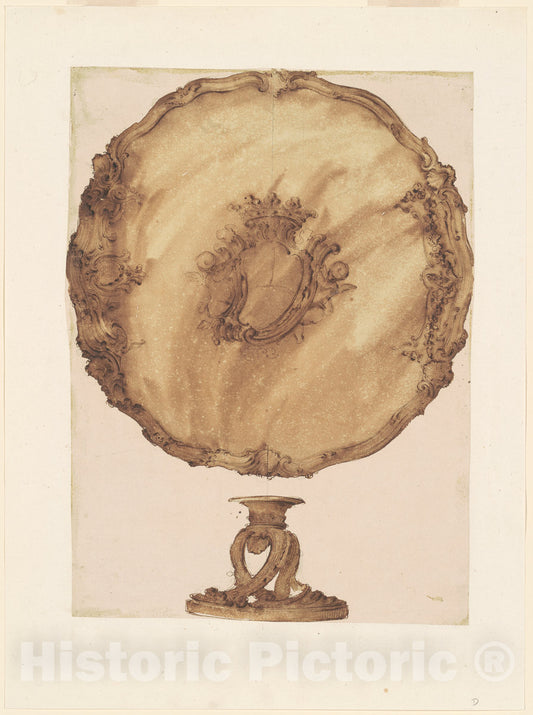 Art Print : Luigi Valadier, A Salver with Two Bases, c.1758 - Vintage Wall Art