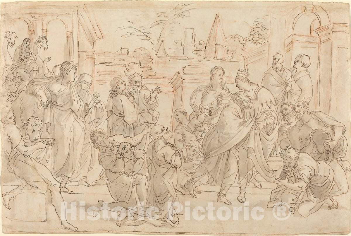 Art Print : Joseph and His Brother in Egypt [Verso], 17th Century - Vintage Wall Art