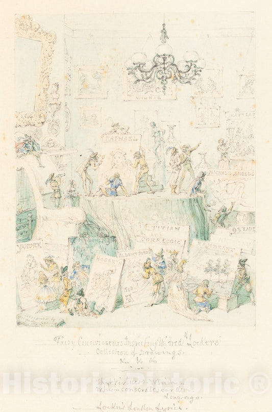 Art Print : George Cruikshank, Fairy Connoisseurs Inspecting Mr. Frederick Locker's Collection of Drawings, 1867 - Vintage Wall Art
