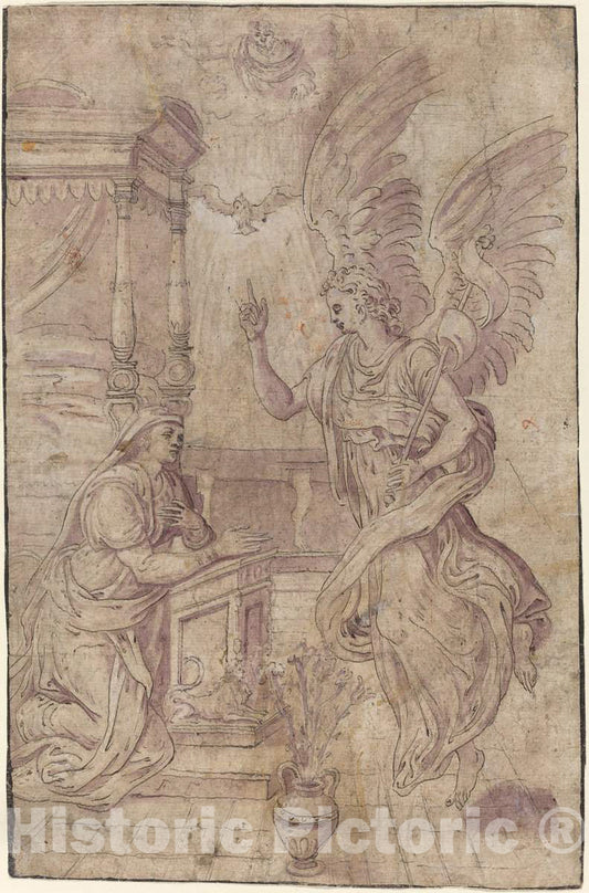 Art Print : Frans Floris I, The Annunciation - Vintage Wall Art