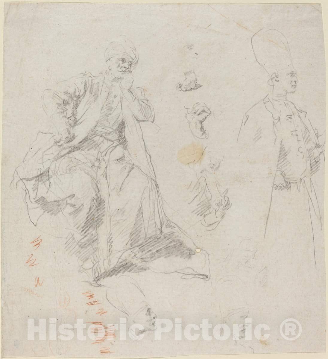 Art Print : Giovanni Battista Piazzetta, Caliph Aladin and His Counselors, Late 1730s - Vintage Wall Art