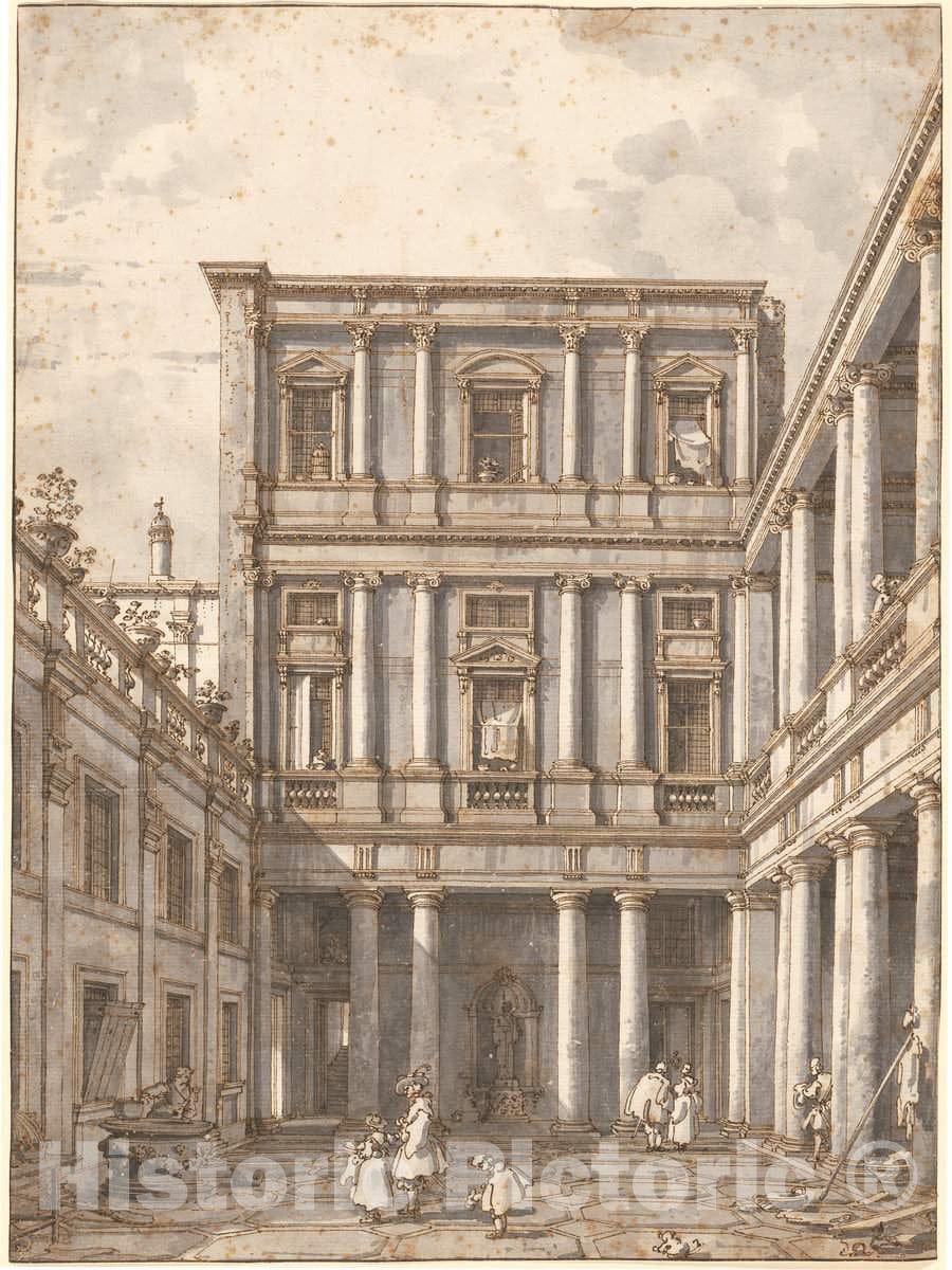 Art Print : Canaletto, A Venetian Courtyard, in The Procuratie Nuove, c. 1760 - Vintage Wall Art