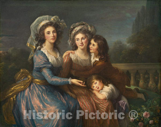 Art Print : Ã‰lisabeth-Louise VigÃ©e Le Brun, The Marquise de Pezay, and The Marquise de RougÃ© with Her Sons Alexis and Adrien, 1787 - Vintage Wall Art