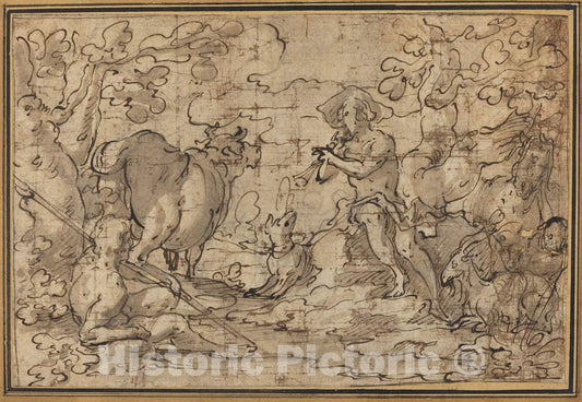 Art Print : Joachim Anthonisz Wtewael, Mercury and Argus - Vintage Wall Art