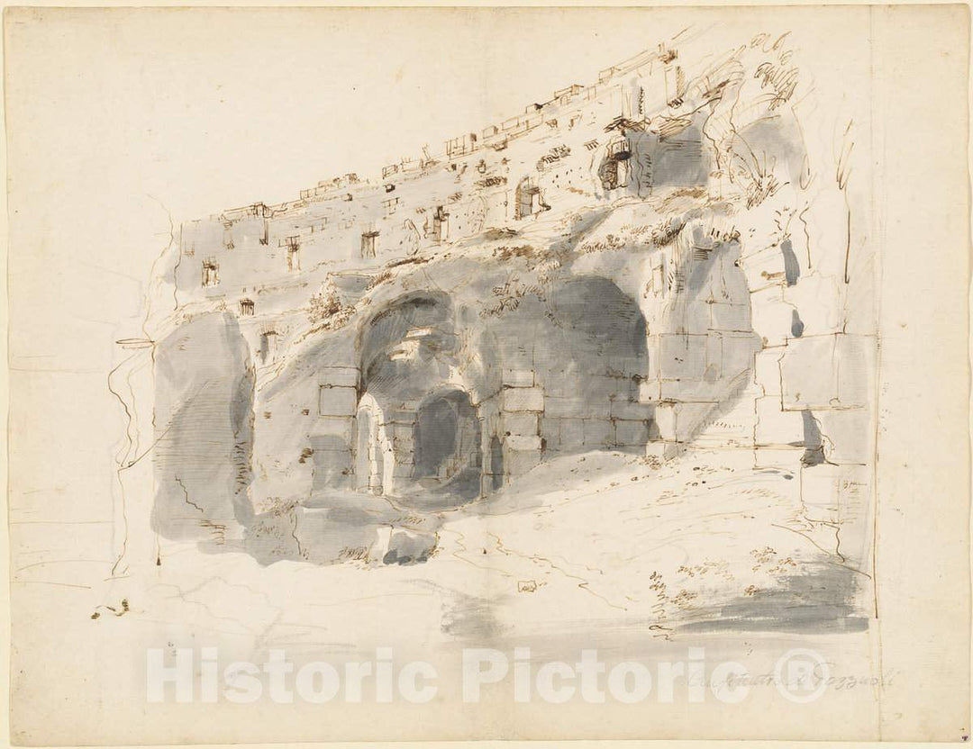 Art Print : Gaspar Van Wittel, The Ruins of an Ancient Amphitheater, c. 1701 - Vintage Wall Art