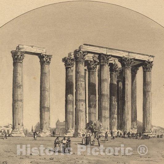 Art Print : Themistocles von Eckenbrecher, Temple of Olympian Zeus, 1890 - Vintage Wall Art