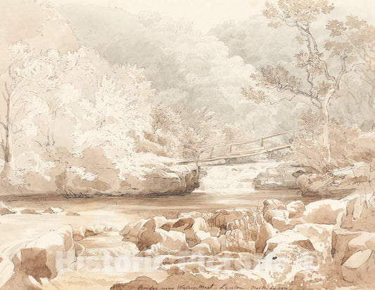 Art Print : Bulwer, Bridge Near Waters-Meet, Lynton, North Devon, First Half 19th Century - Vintage Wall Art