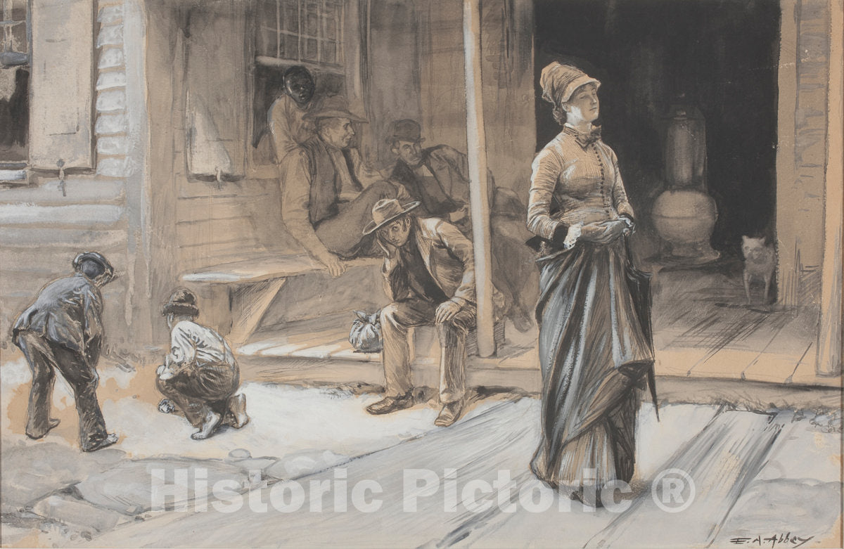 Art Print : Edwin Austin Abbey, with Pride Upon Her Brow, c. 1878 - Vintage Wall Art