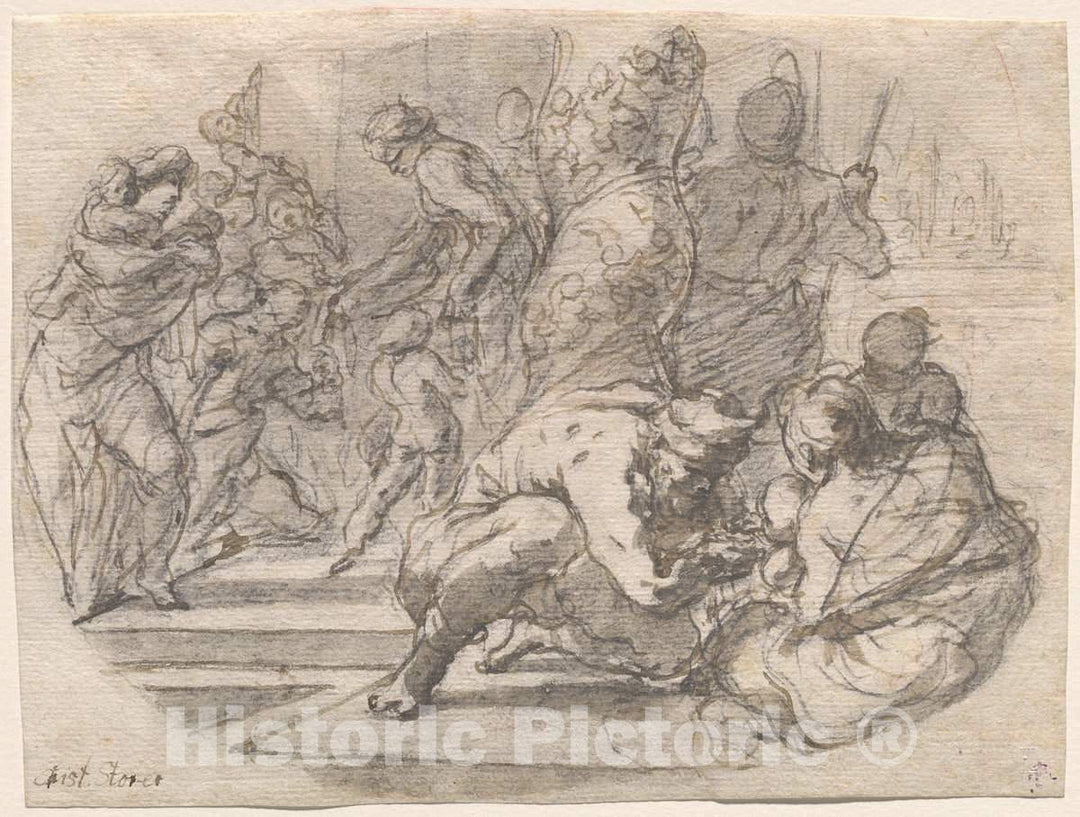 Art Print : Johann Christoph Storer, The Generosity of Empress Pulcheria, 1644 - Vintage Wall Art