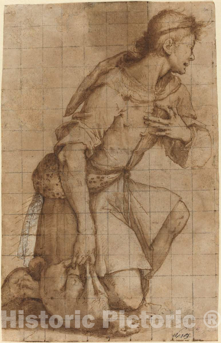 Art Print : Jacopo Ligozzi, Kneeling Shepherd - Vintage Wall Art