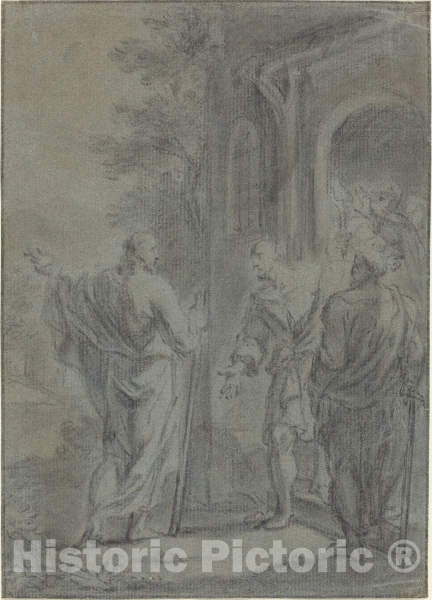 Art Print : Figures (Christ Calling One of The Apostles?), 17th Century - Vintage Wall Art