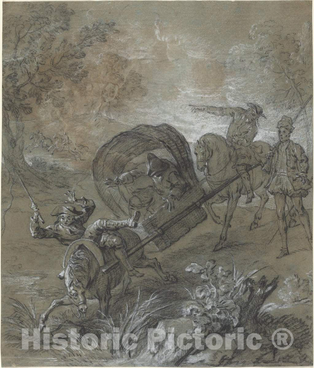 Art Print : Baptiste Oudry, La Rancune en Brancard, abattu Dans le bourbier, 1726 - Vintage Wall Art