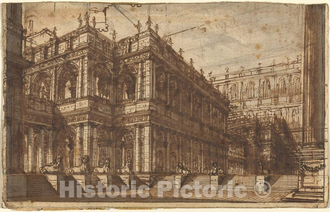 Art Print : Giovanni Battista Piranesi, an Ancient Forum with Porticos, c.1743 - Vintage Wall Art