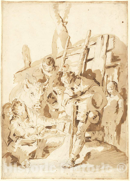 Art Print : Giovanni Battista Tiepolo, The Adoration of The Shepherds, c.1738 - Vintage Wall Art