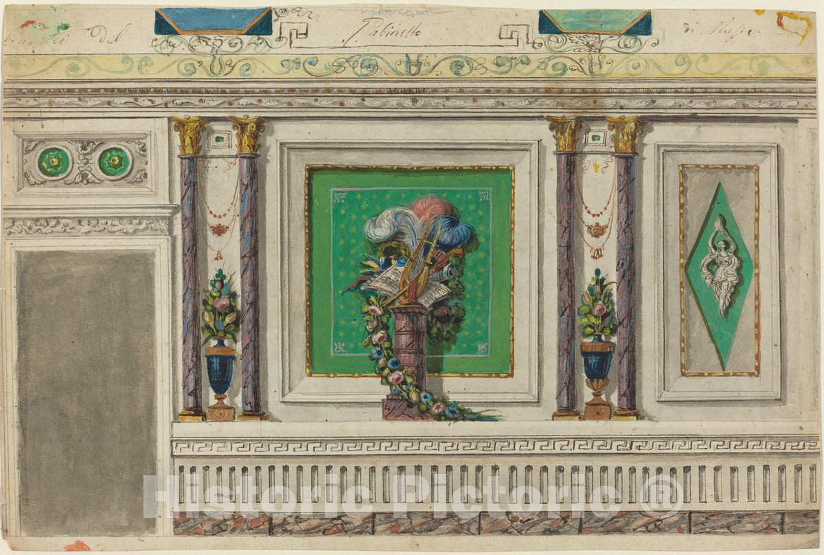 Art Print : Design for a Wall of a Music Room [Recto] - Vintage Wall Art