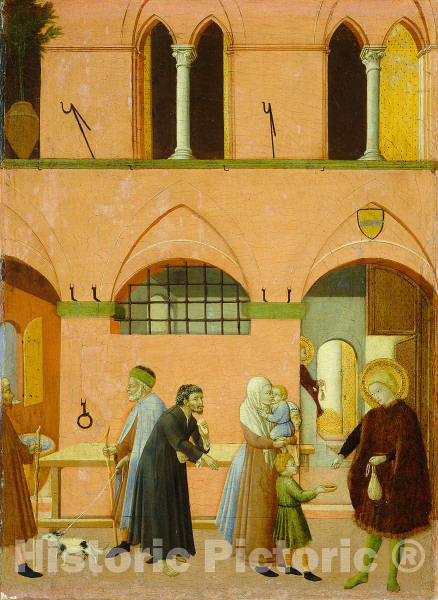 Art Print : Sano di Pietro, Saint Anthony Distributing His Wealth to The Poor, c.1433 - Vintage Wall Art