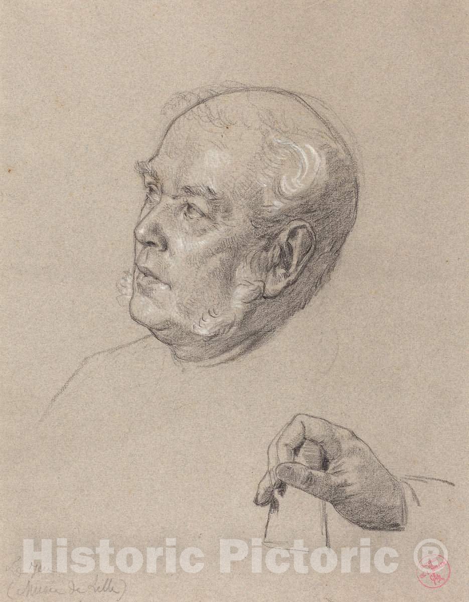 Art Print : Charles-Louis-Lucien MÃ¼ller, Head and Hand of a Man Throwing Dice, 1860s - Vintage Wall Art