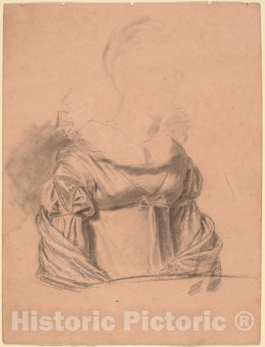Art Print : Vanderlyn, Study of a Woman's Dress, c. 1820 - Vintage Wall Art