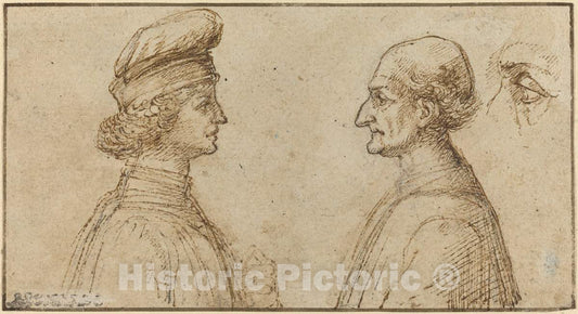 Art Print : Sperandio, Bust of Two Men [Recto] - Vintage Wall Art