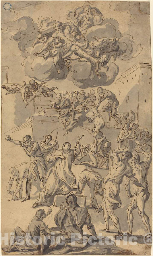 Art Print : Joseph Ignace FranÃ§ois Parrocel, The Stoning of Saint Stephen - Vintage Wall Art