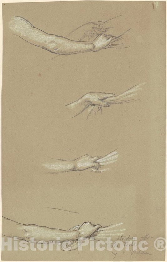 Art Print : Elihu Vedder, Study for The Fates Gathering in The Stars, c. 1884-1887 - Vintage Wall Art