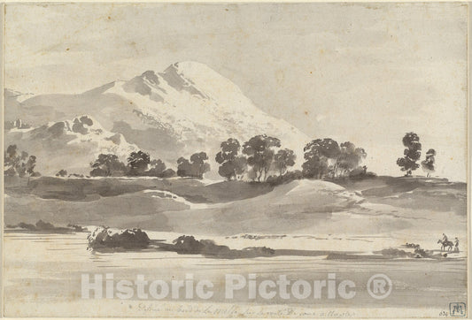 Art Print : Jacques de Boissieu, Mount Cairo from Across The Melfa River, c.1766 - Vintage Wall Art