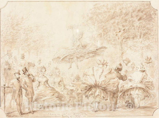 Art Print : George Cruikshank, Taking The Air in Hyde Park [Verso], 1865 - Vintage Wall Art