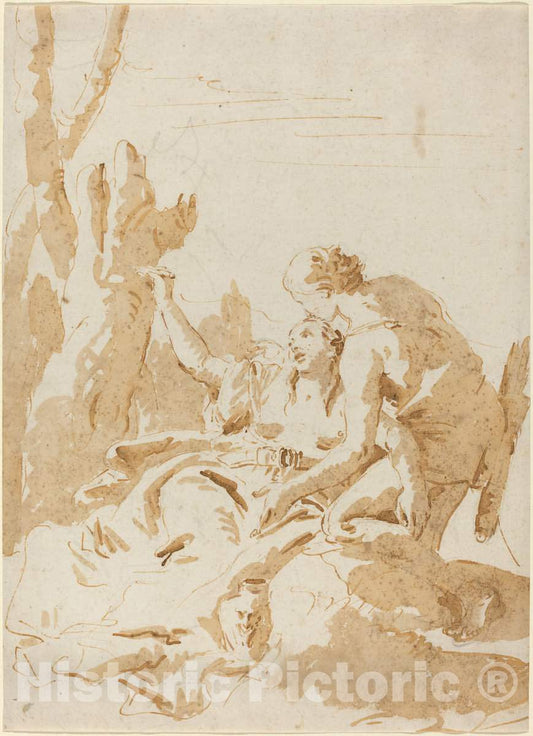 Art Print : Giovanni Battista Tiepolo, Angelica and Medoro, c.1743 - Vintage Wall Art