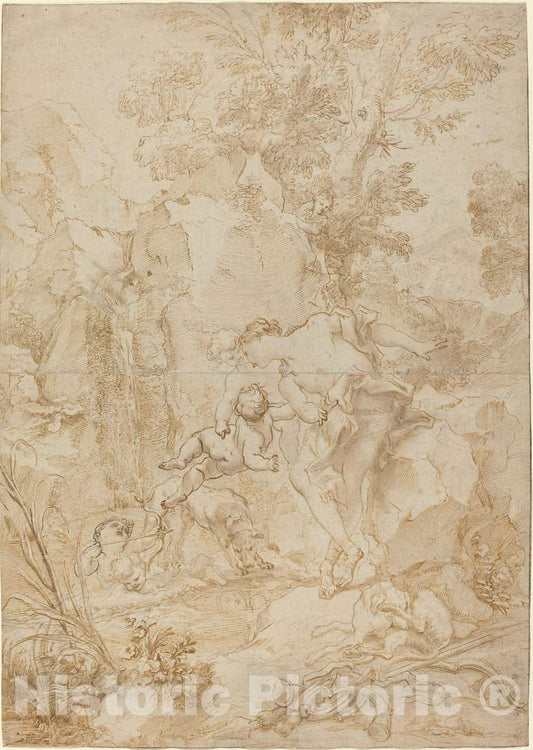 Art Print : Gregorio de Ferrari, Echo and Narcissus - Vintage Wall Art