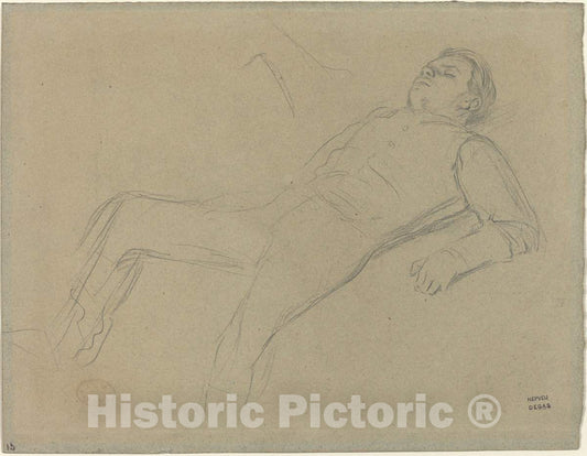 Art Print : Edgar Degas, Fallen Jockey (Study for Scene from The Steeplechase: The Fallen Jockey), c. 1866 - Vintage Wall Art