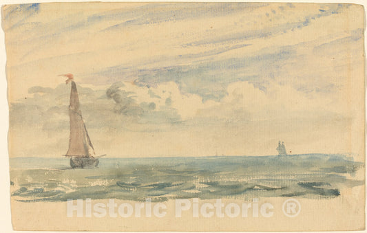 Art Print : John Constable, A Seascape with Two Sail Boats - Vintage Wall Art