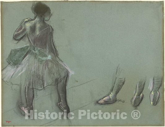 Art Print : Edgar Degas, Dancer Seen from Behind and Three Studies of Feet, c. 1878 - Vintage Wall Art