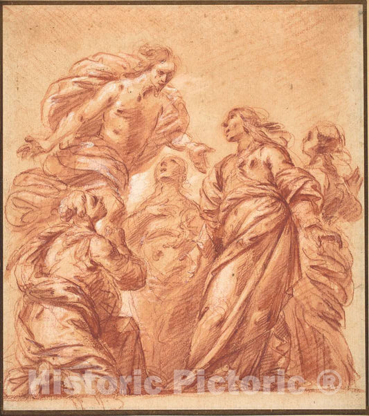 Art Print : Bartolomeo Biscaino, Christ Appearing to The Three Marys - Vintage Wall Art