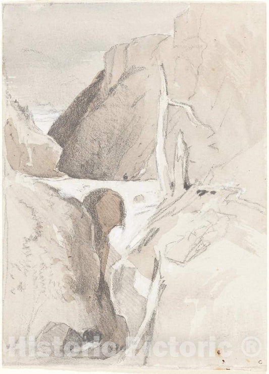 Art Print : John Sell Cotman, Gorge with Tree Stumps - Vintage Wall Art