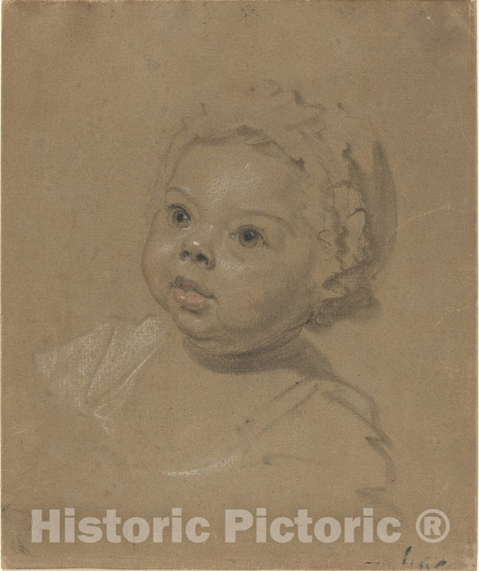Art Print : Head of a Child, c.1730 - Vintage Wall Art