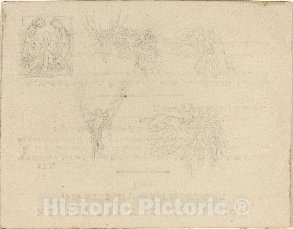 Art Print : John Flaxman, Sheet of Studies, in or After 1798 - Vintage Wall Art