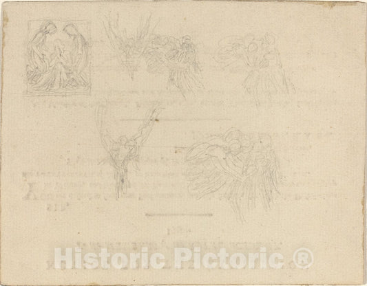 Art Print : John Flaxman, Sheet of Studies, in or After 1798 - Vintage Wall Art