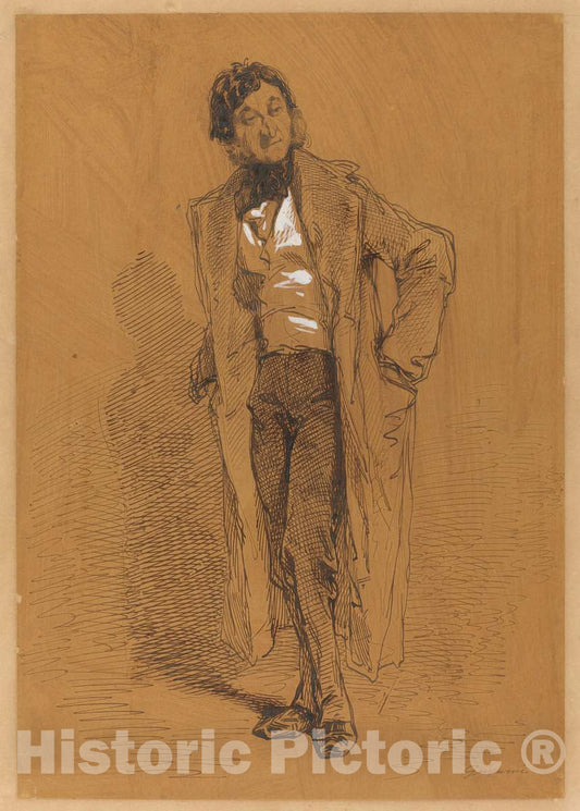 Art Print : Paul Gavarni, Standing Man - Vintage Wall Art